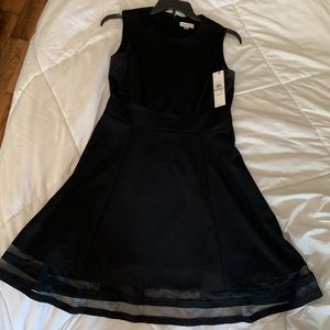 CALVIN KLEIN Womens Black Sleeveless Above The Knee Party Fit + Flare Dress